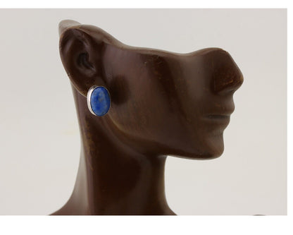 Navajo Dangle Earrings 925 Silver Denim Lapis Native American C.80's