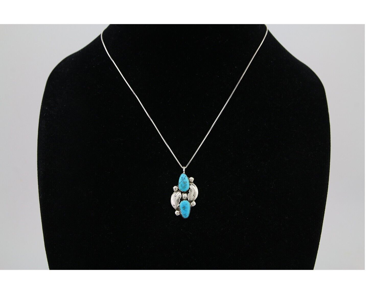 Navajo Turquoise Handmade Necklace 925 Silver Signed Simplicio C.80's