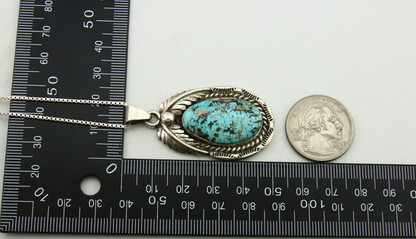 Navajo Necklace 925 Silver Blue Diamond Turquoise Artist Signed Sunrise C.80's