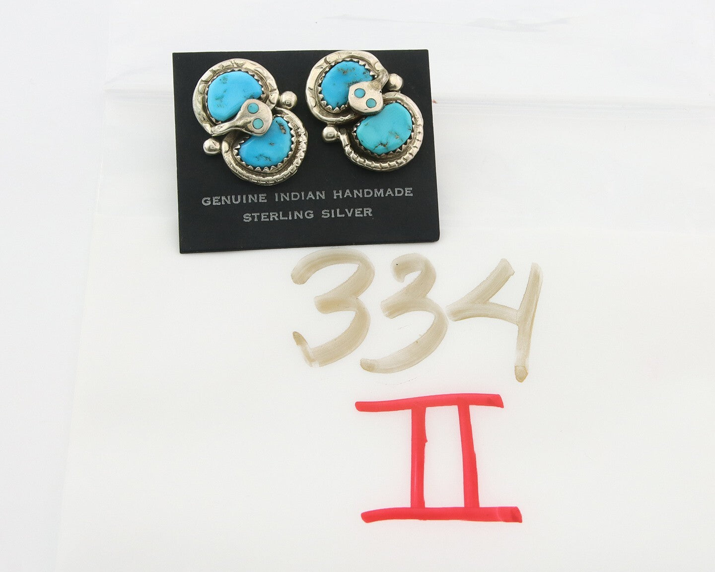 Vintage Zuni Earrings 925 Silver Turquoise Artist Signed Effie Calavasa C.80's