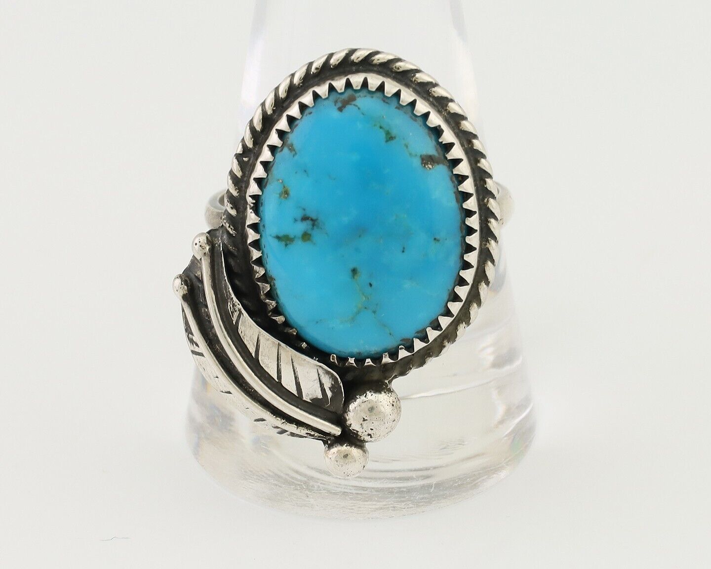 Navajo Ring 925 Silver Kingman Turquoise Native American Artist C.80's