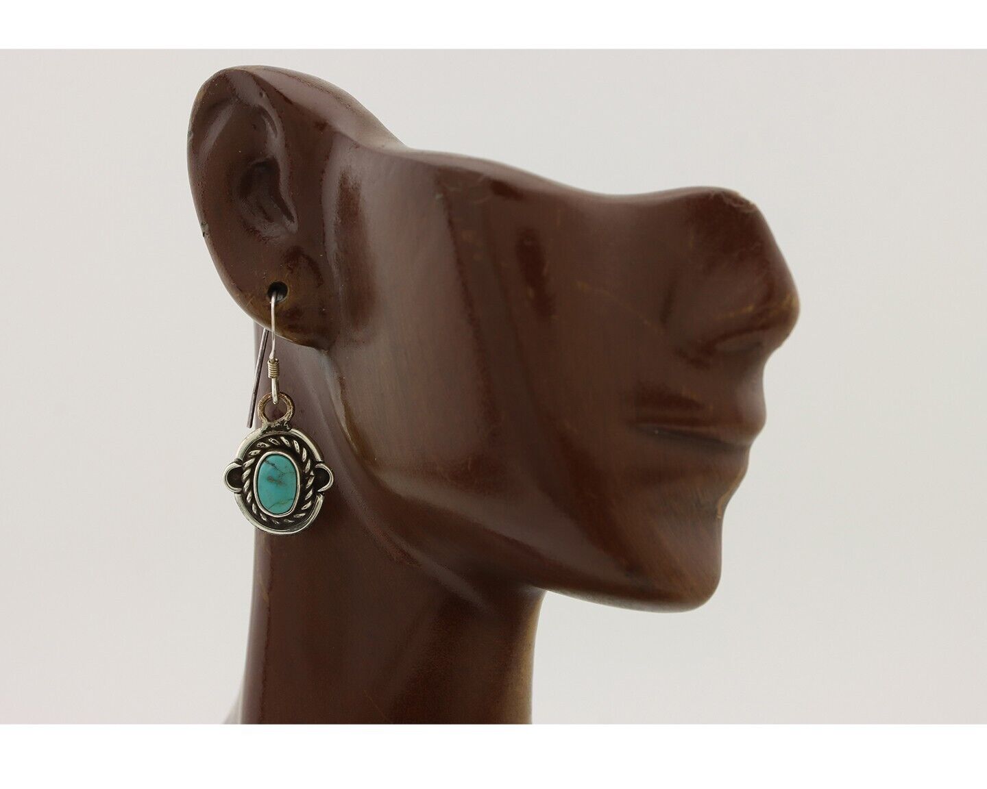 Navajo Earrings 925 Silver Natural Blue Turquoise Native American Artist C.80s