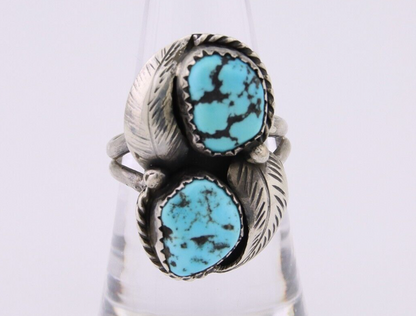 Navajo Ring 925 Silver Natural Blue Turquoise Native American Artist C.80's