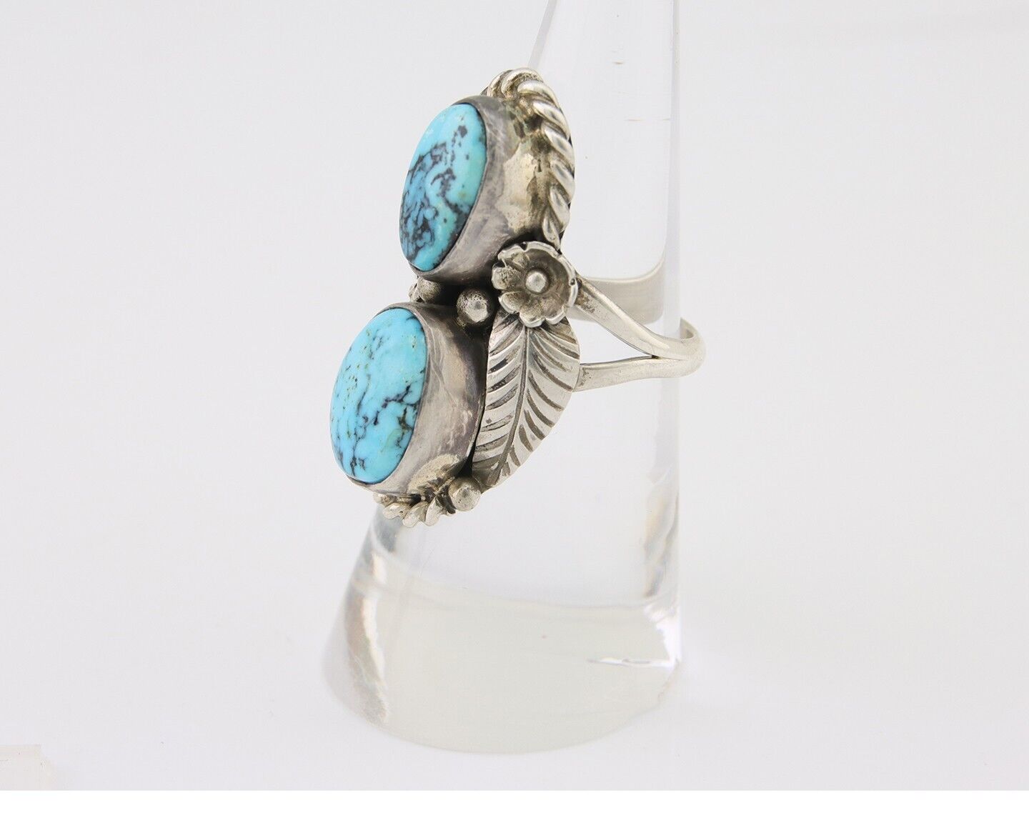 Navajo Ring 925 Silver Natural Blue Turquoise Native American Artist C.80's