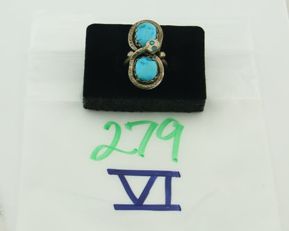 Vintage Zuni Ring 925 Sterling Silver Turquoise Signed Effie C Size 6.5