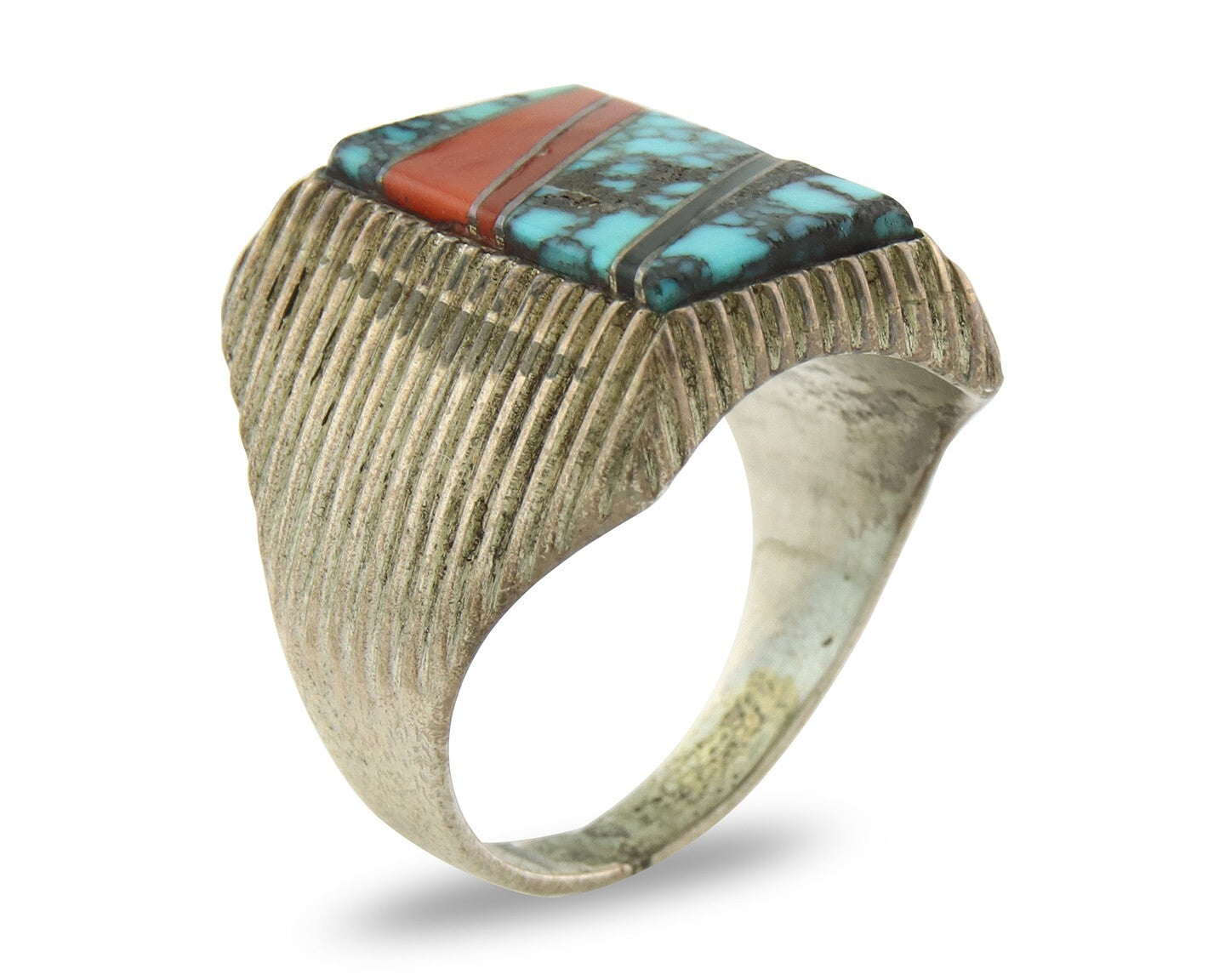 Vintage Zuni Ring 925 Sterling Authentic Natural Gemstone Signed M Size 9.5