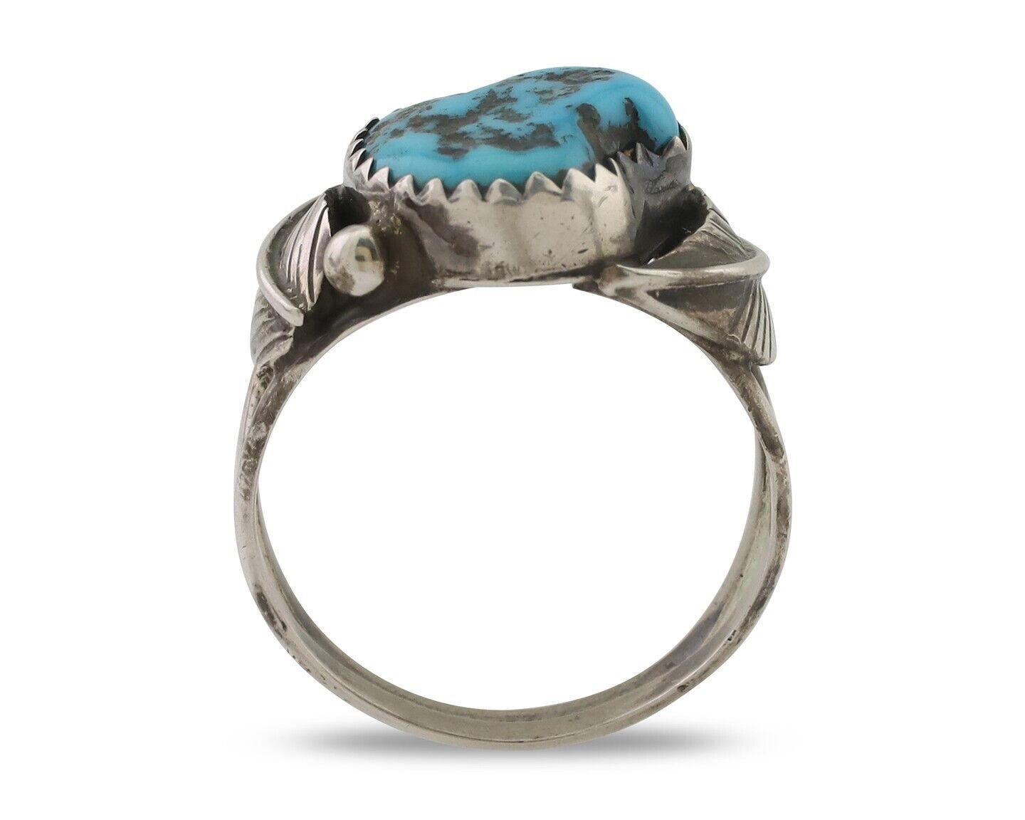 Navajo Ring 925 Silver Morenci Turquoise Native American Artist C.80's