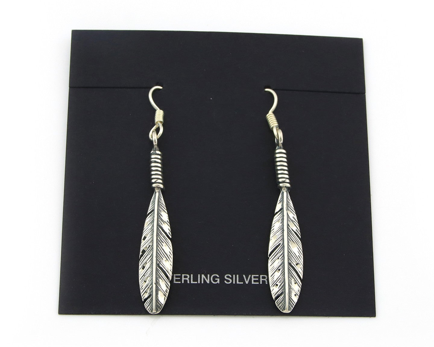Navajo Eagle Feather Earrings Sterling Silver Dangle Vintage