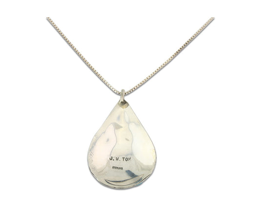 Navajo Sterling Silver Necklace Authentic Turquoise Vintage Signed JW Tom