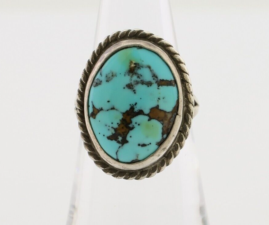 Navajo Ring 925 Silver Natural Blue Turquoise Native American Artist C.80's