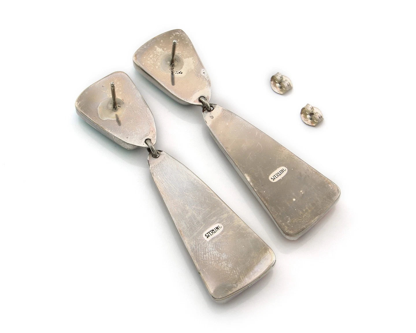 Navajo Dangle Earrings Sterling Silver Natural Gemstone Vintage Handmade