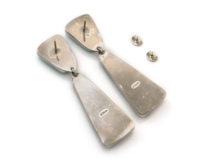 Navajo Dangle Earrings Sterling Silver Natural Gemstone Vintage Handmade