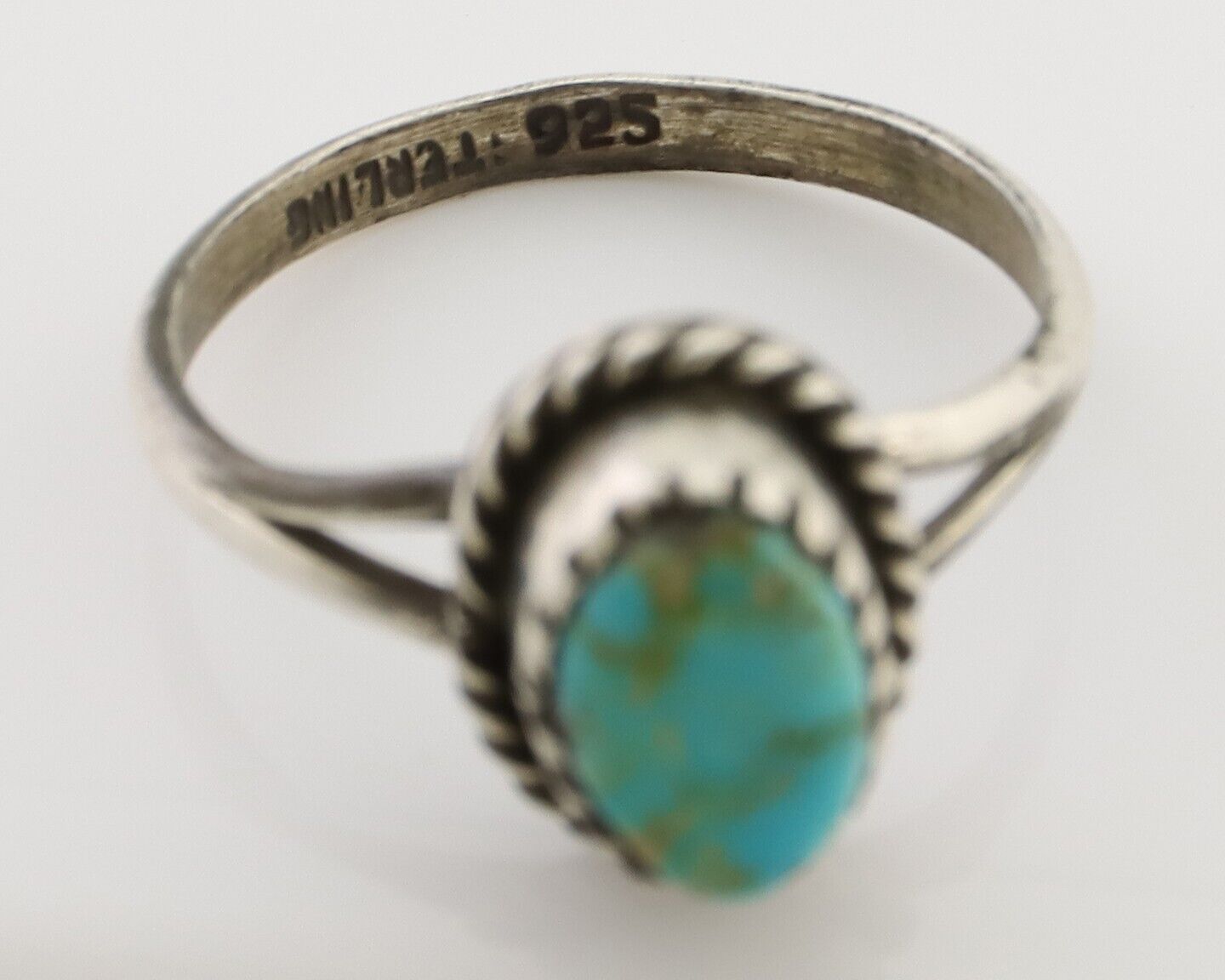 Navajo Ring 925 Silver Kingman Turquoise Native American Artist C.80's