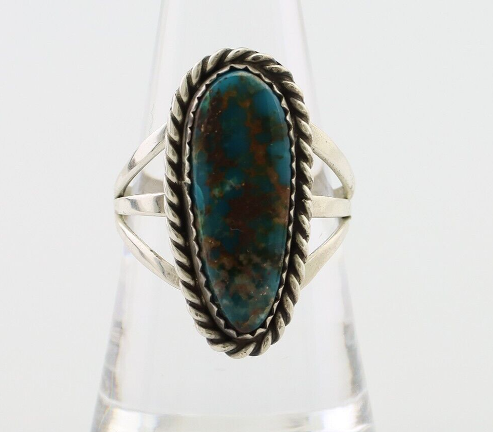 Navajo Ring 925 Silver Natural Turquoise Native American Artist C.80's