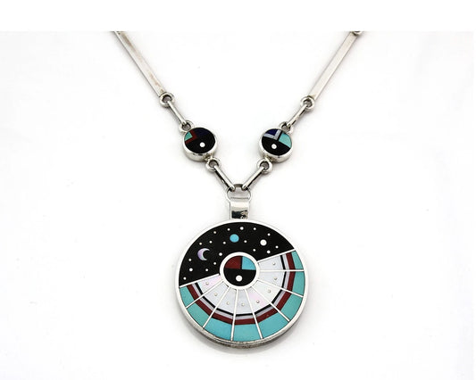Navajo Necklace Natural Gemstone Handmade Vintage Signed H. Smith C.80's