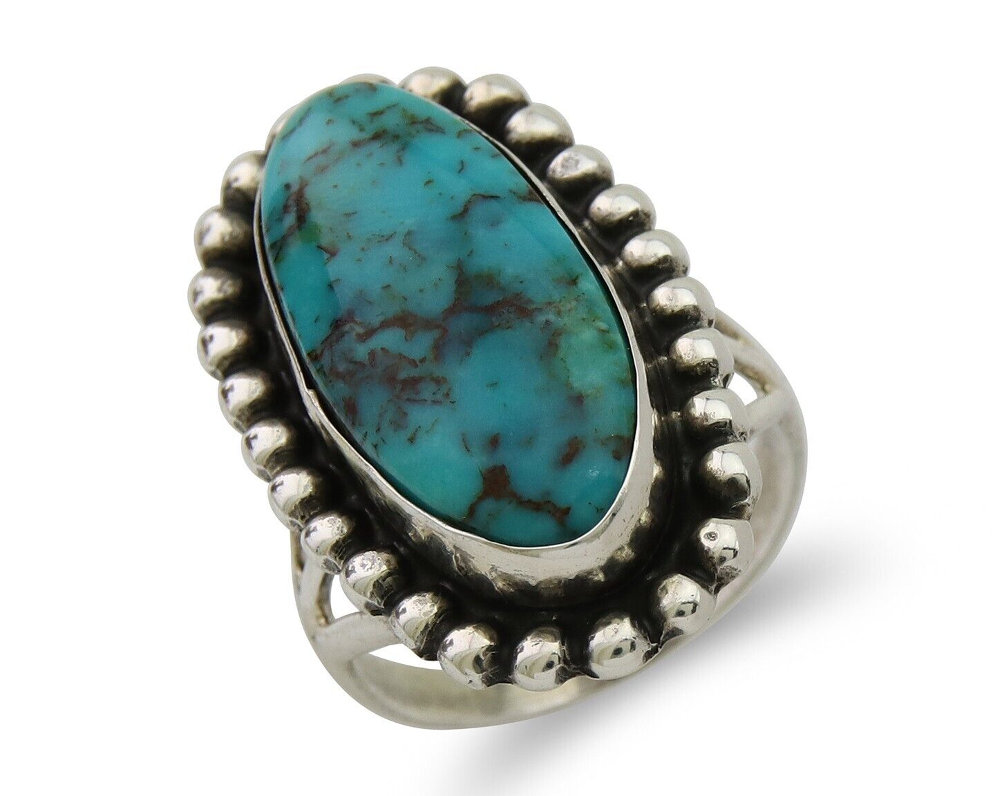Navajo Shield Ring 925 Silver Arizona Turquoise Native Artist C.80's