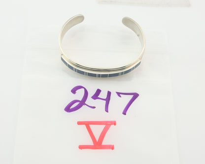 Vintage Navajo Bracelet 925 Silver Handmade Authentic Lapis Signed A Yazzie