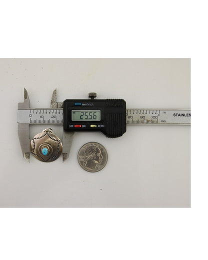 Navajo Hand Stamped Earrings 925 Silver Natural Turquoise Native Artist C.80's