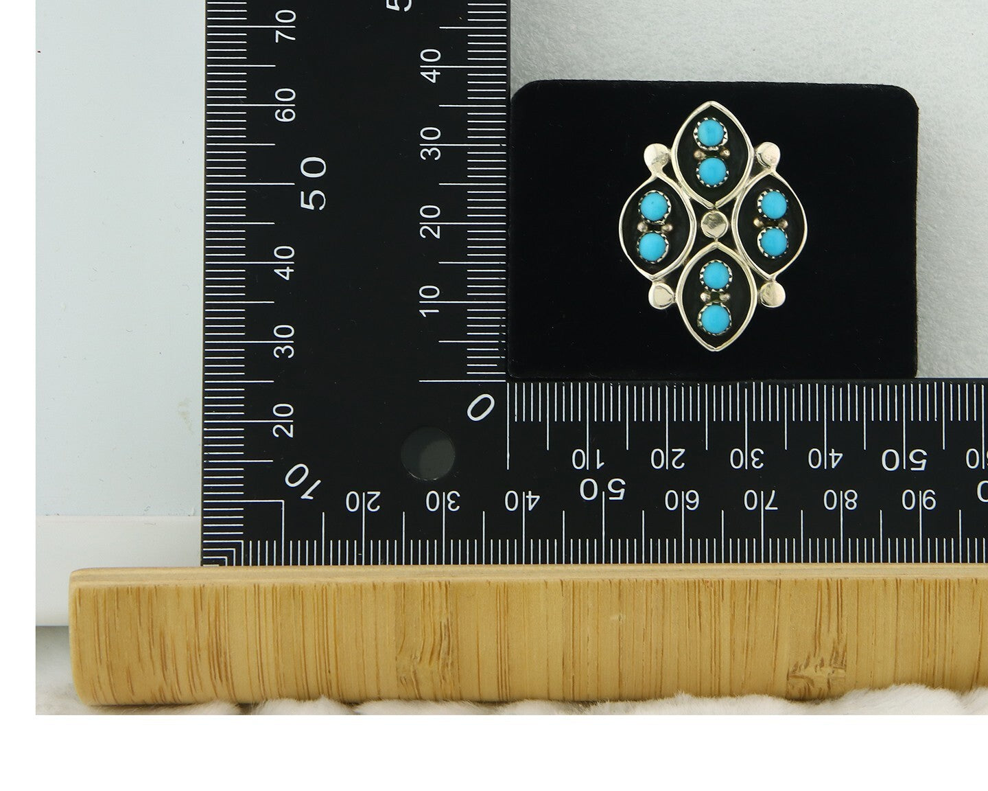 Vintage Zuni Ring 925 Sterling Authentic Natural Turquoise Native Artist Sz 7.75