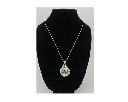Navajo Necklace 925 Silver Turquoise Native Artist Signed Wilbert Benally C.80s