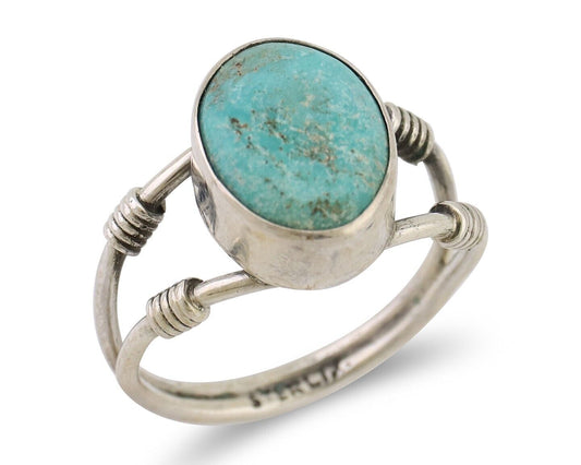 Navajo Ring 925 Silver Natural Blue Turquoise Native American Artist C.80's