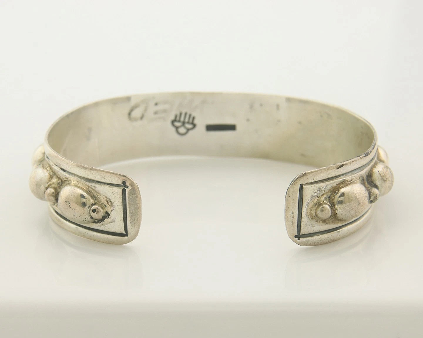 Navajo Cuff Bracelet Sterling Silver Vintage Native Artist Signed Rain Cloud