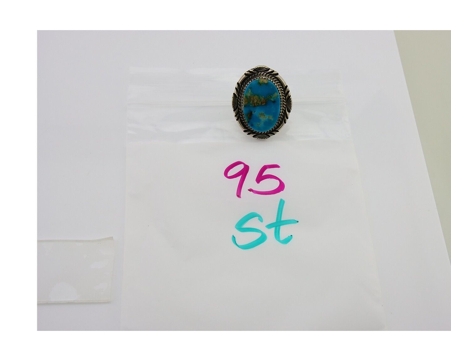 Navajo Ring 925 Sterling Silver Turquoise Signed Mike Begay C.80's