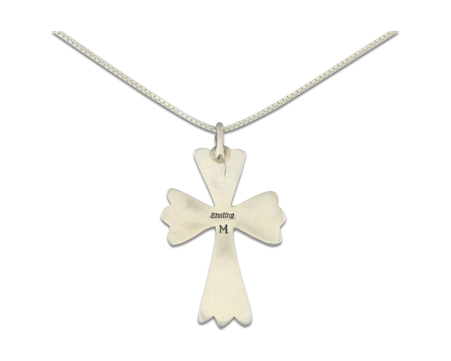 Navajo Cross Necklace Sterling Silver Authentic Natural Gemstones Signed M