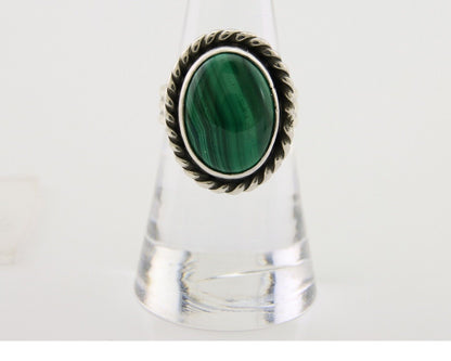 Navajo Ring 925 Silver Natural Malachite Native American Artist C.80's