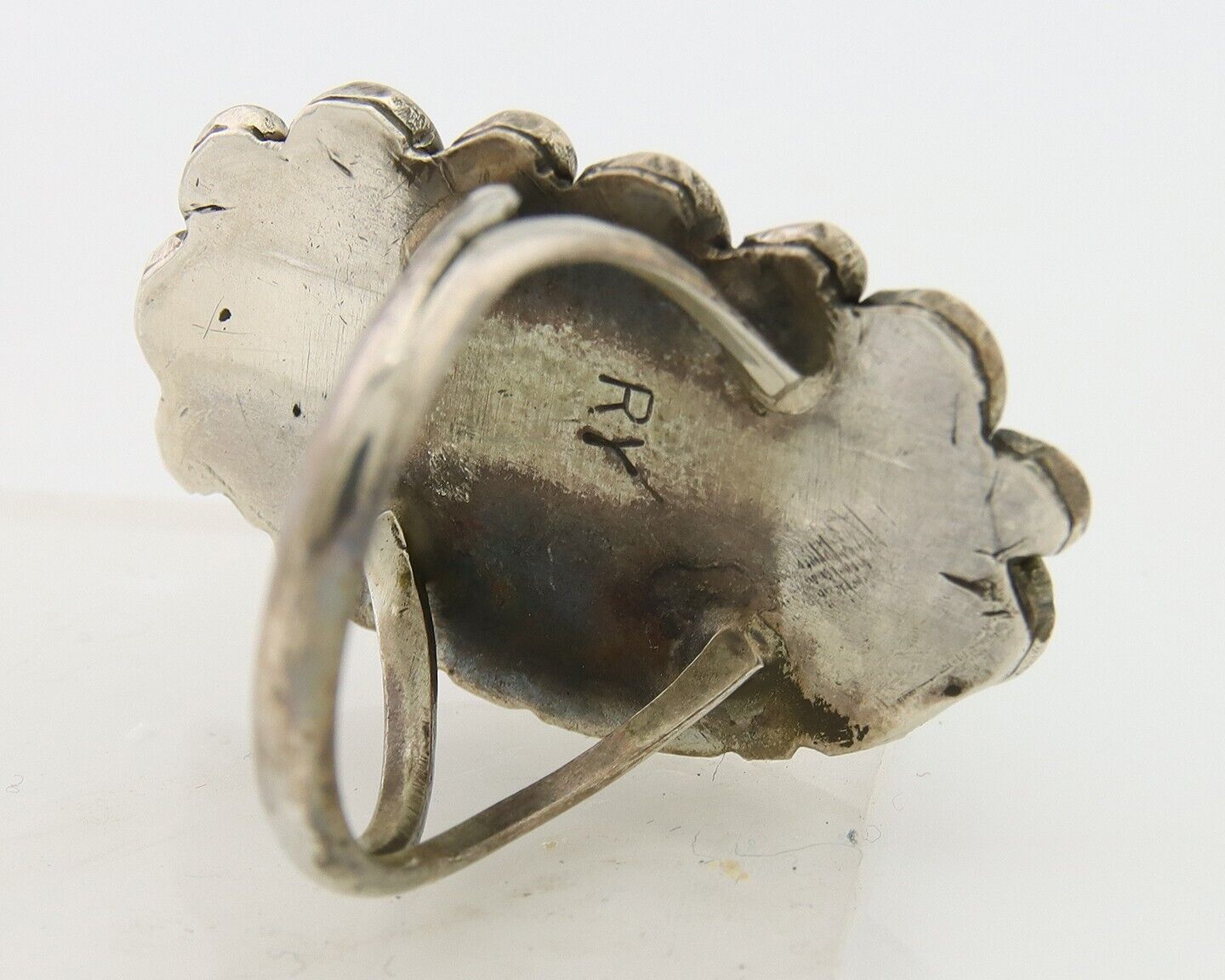 Navajo Ring .925 Sterling Blue Turquoise Artist Signed R Yazzie C.80's