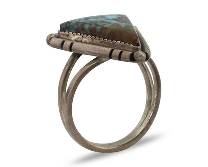 Navajo Ring 925 Silver Spiderweb Turquoise Native American Artist C.80's