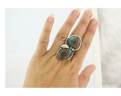 Vintage Navajo Ring 925 Sterling Authentic Turquoise Artist Signed Size 7.75