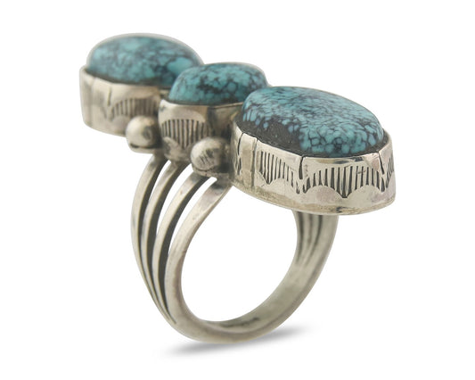 Vintage Navajo Ring 925 Sterling Authentic Turquoise Signed M Size 6.5
