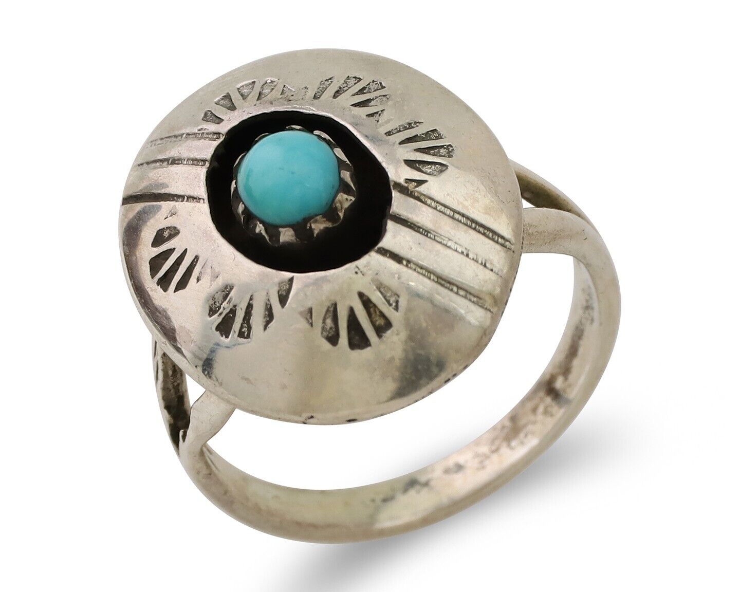 Navajo Handmade Ring 925 Silver Blue Turquoise Artist Signed BF C.80's