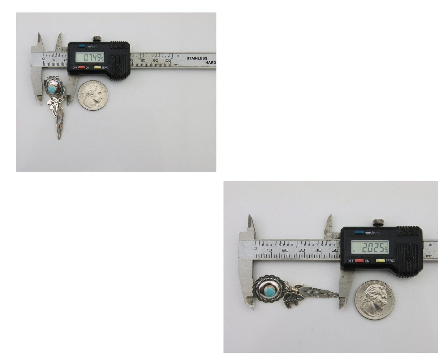 Navajo Concho Dangle Bear Feather Heart Earrings 925 Silver Natural Turquoise