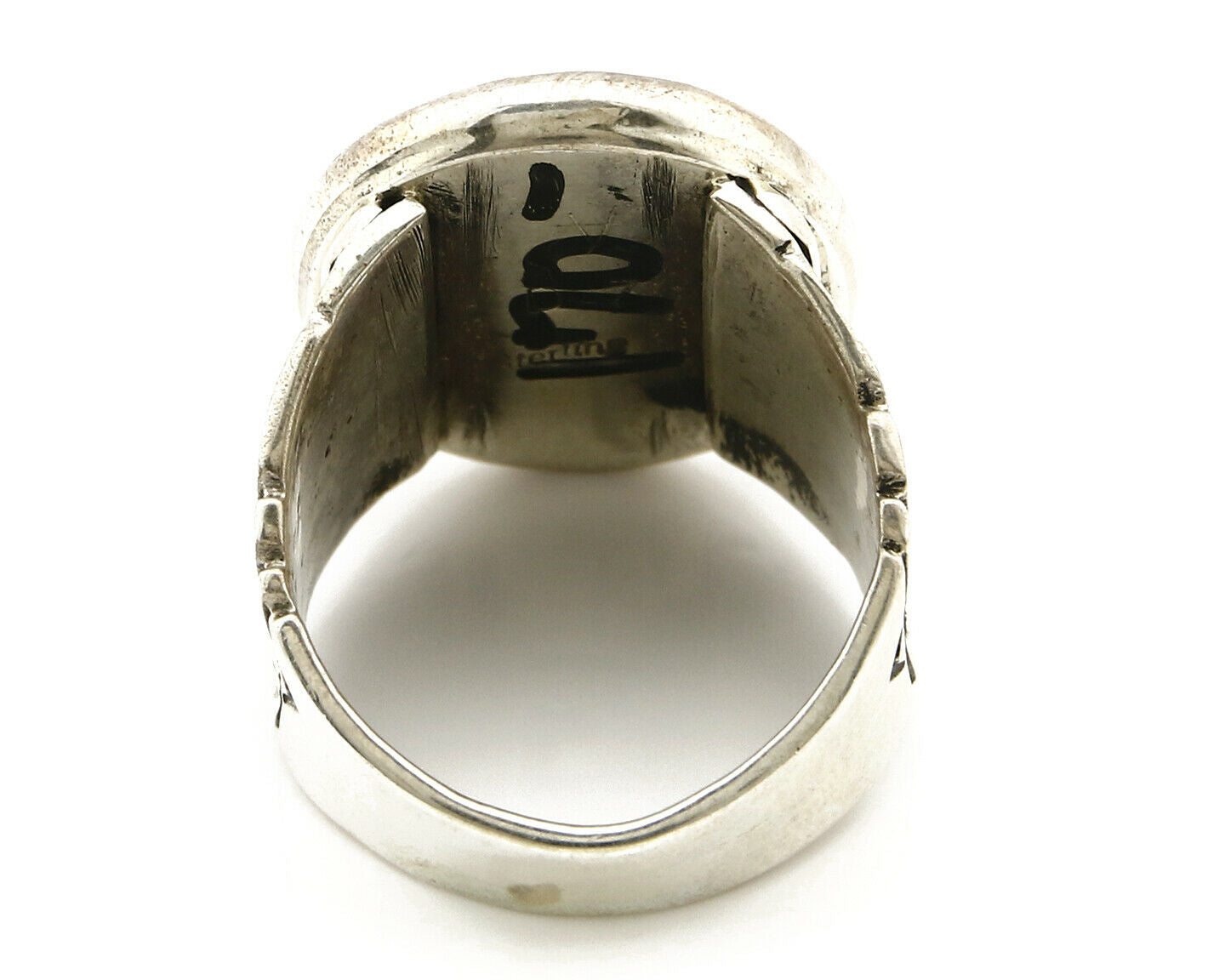 Navajo Ring .925 SOLID Silver Kingman Turquoise Signed Artist Doug Zachary C.80s