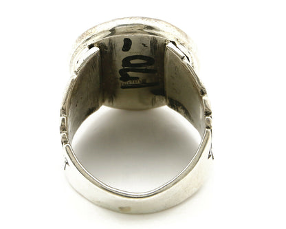 Navajo Ring .925 SOLID Silver Kingman Turquoise Signed Artist Doug Zachary C.80s