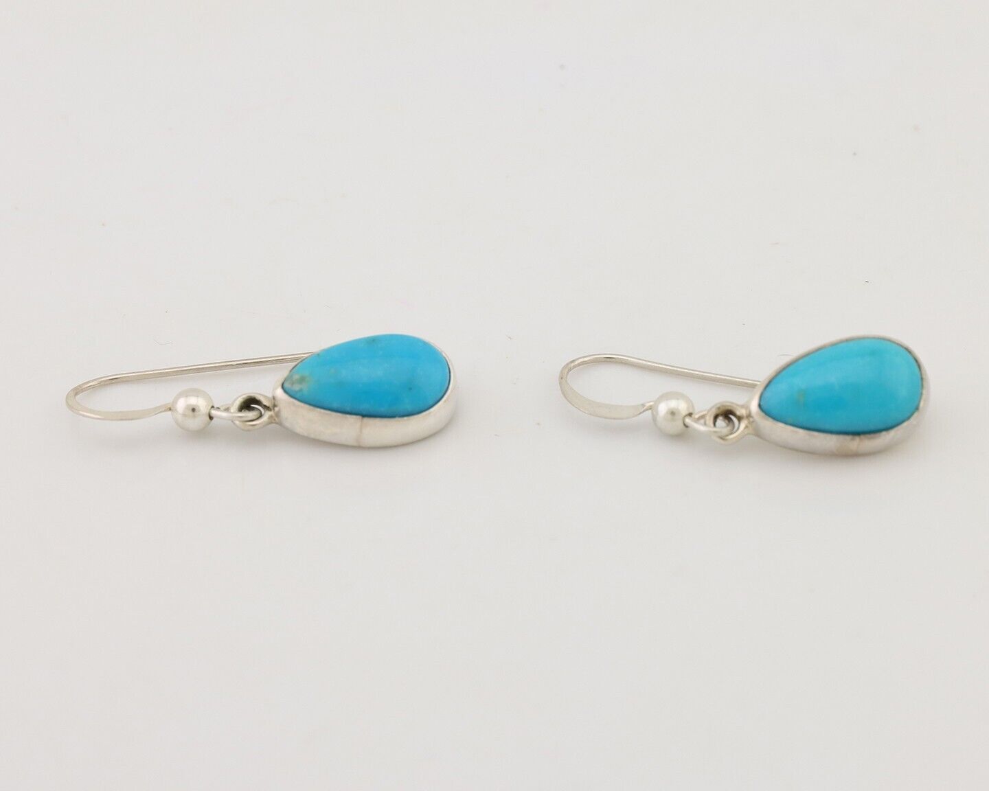 Navajo Dangle Earrings 925 Silver Natural Blue Turquoise Artist Signed M C.80's