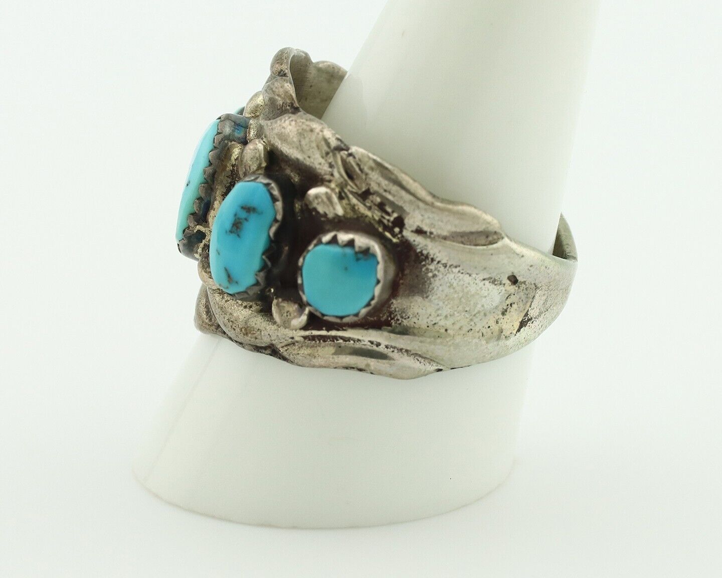 Zuni Ring .925 Silver Natural Sleeping Beauty Turquoise Native Artist C.80's