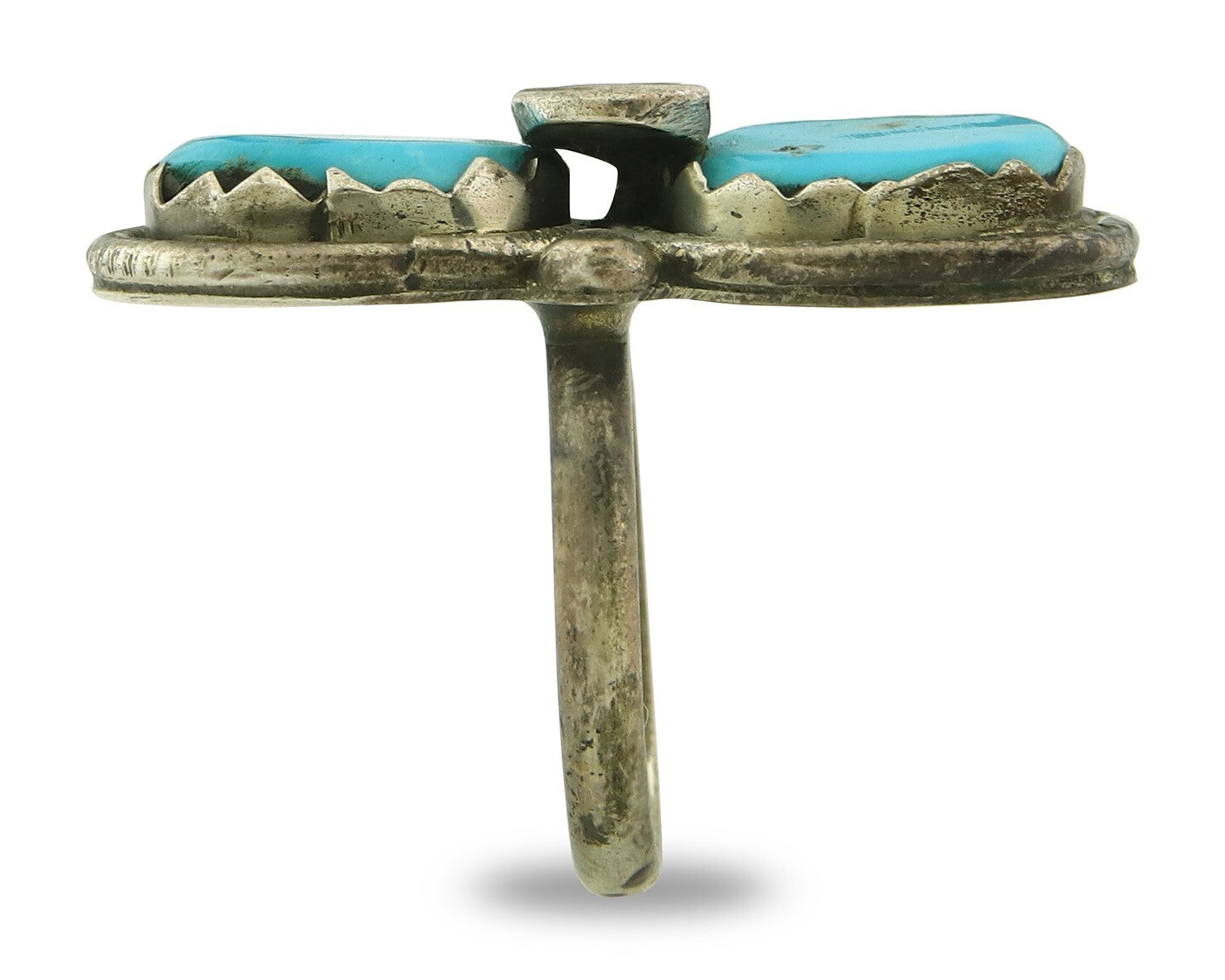 Vintage Zuni Ring 925 Sterling Silver Turquoise Signed Effie C Size 6.5
