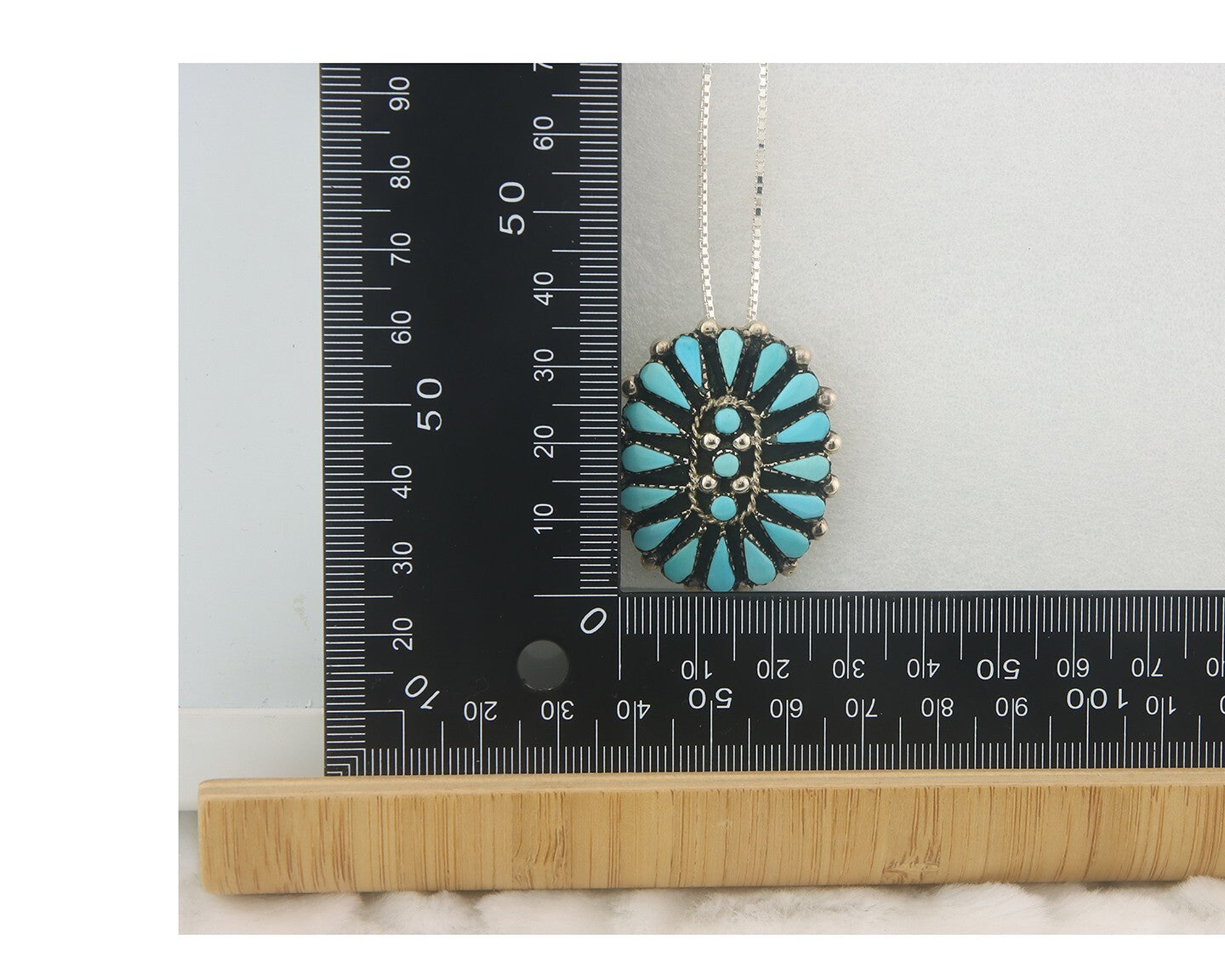 Navajo Sterling Silver Necklace Turquosie Authentic Vintage Signed Ben Yazzie