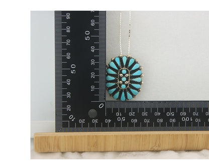 Navajo Sterling Silver Necklace Turquosie Authentic Vintage Signed Ben Yazzie