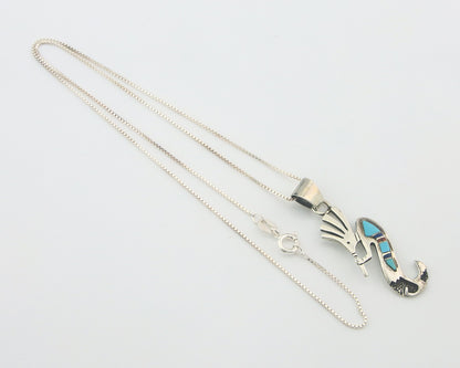 Navajo Kokopelli Necklace Sterling Silver Natural Gemstone Vintage Signed Paw