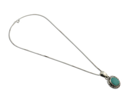 Navajo Necklace 925 Silver Arizona Turquoise Handmade Signed Gecko C.90's