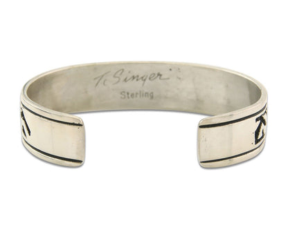 Navajo Bracelet 925 Silver Artist Signed Thomas Singer Cuff Made in the 1980's