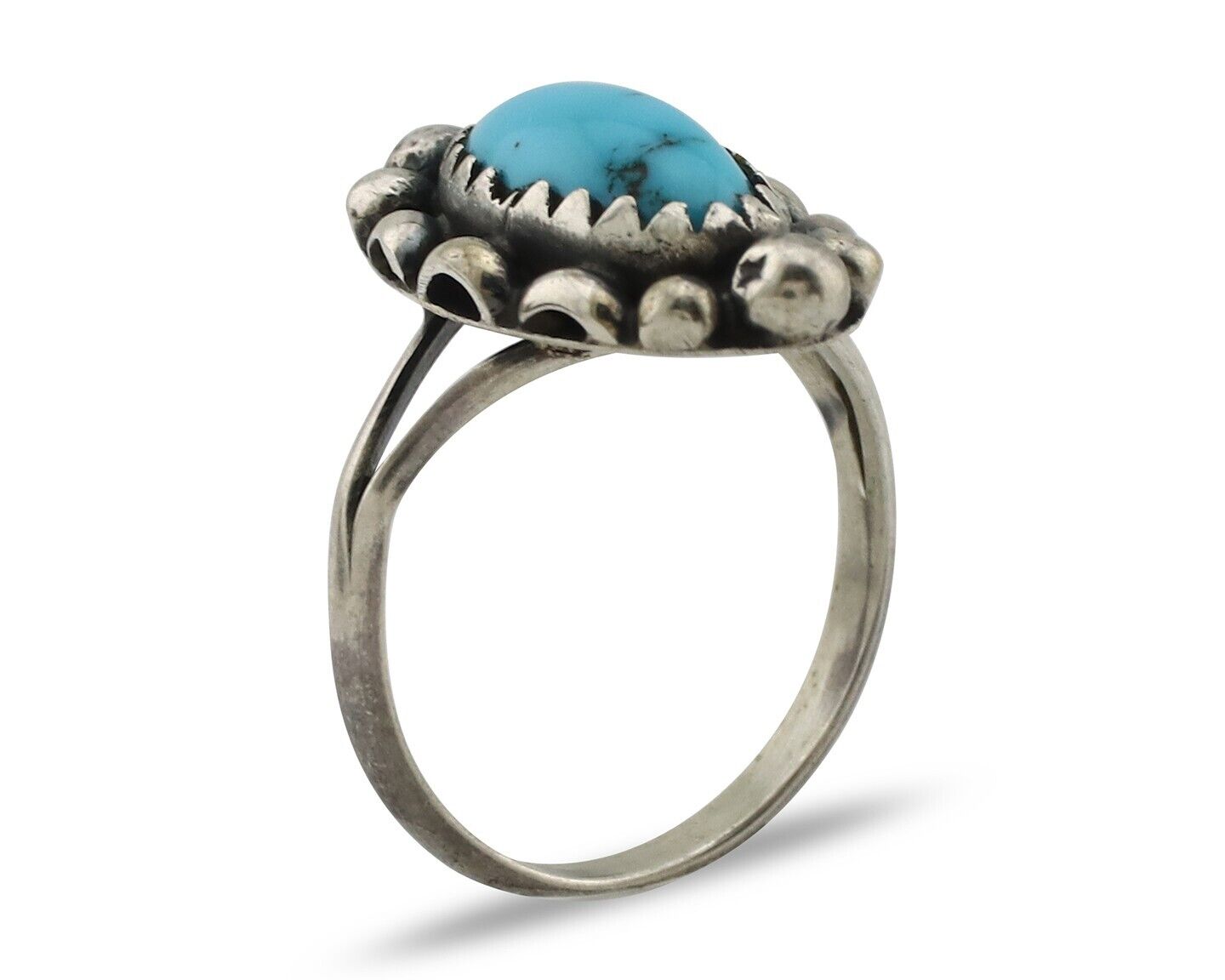 Navajo Ring 925 Silver Sleeping Beauty Turquoise Signed SkyStone Creations C80s