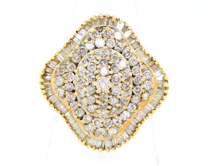 Natural Diamond Cluster Ring 10k Yellow Gold Ring Size 8.25