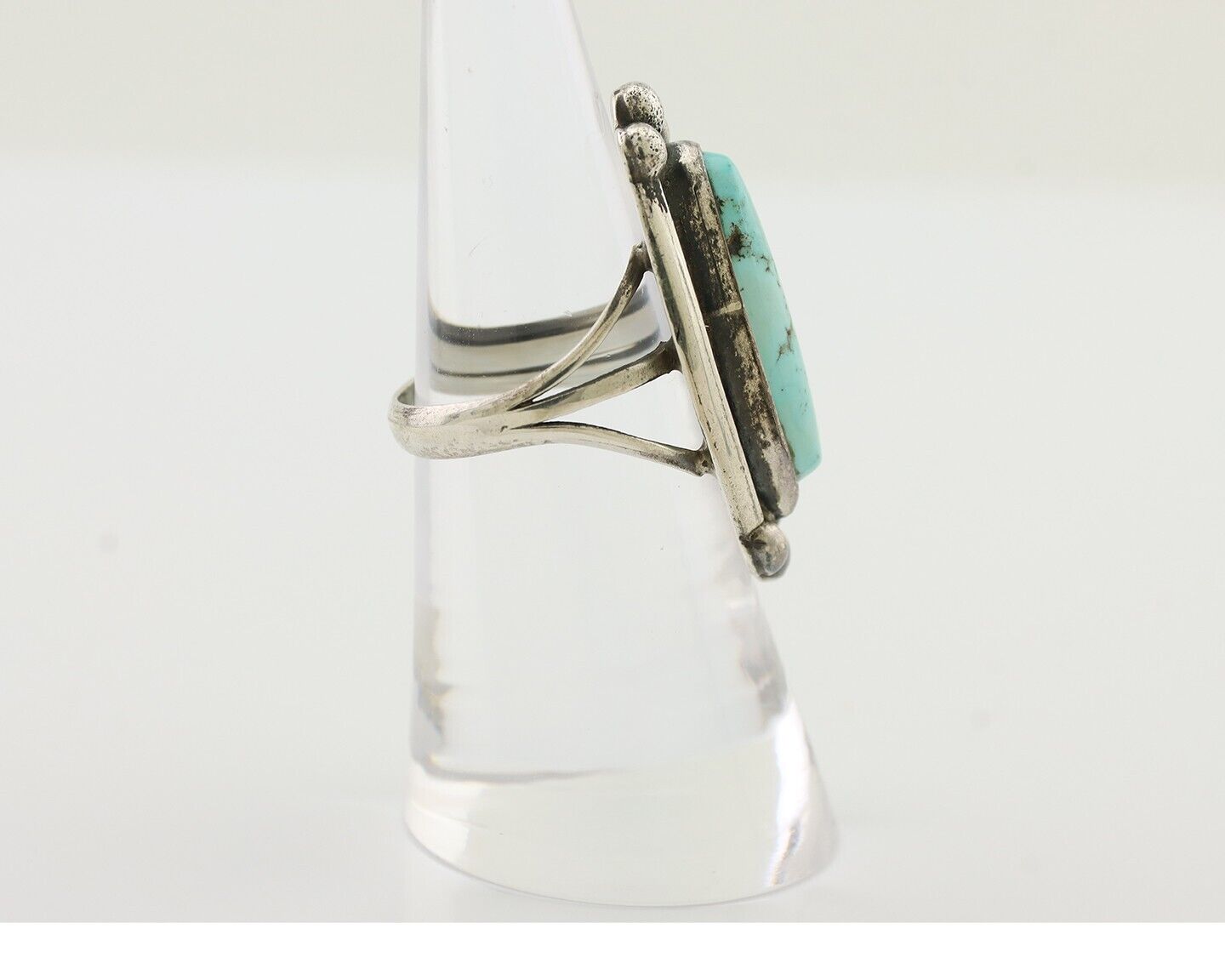 Navajo Turquoise Ring 925 Silver Native Artist Signed Sunrise Size 6.0 C.80's