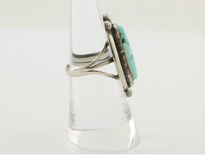 Navajo Turquoise Ring 925 Silver Native Artist Signed Sunrise Size 6.0 C.80's
