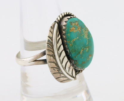 Navajo Handmade Ring 925 Silver Natural Turquoise Native American Artist C.80's